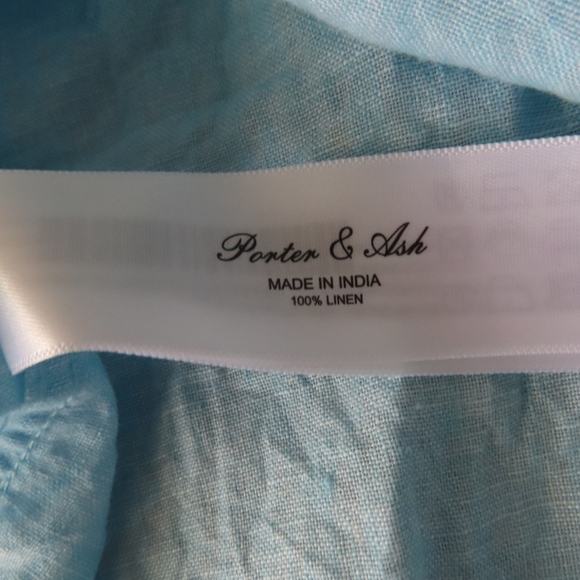 Porter and Ash Shirt Mens XL Blue 100% Linen Button Up Short Sleeve Casual - Picture 7 of 8